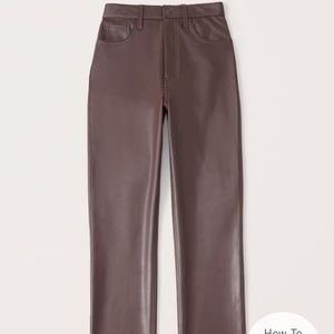 Abercrombie 90s straight leg brown leather pants